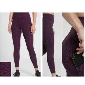 Athleta Ultimate Stash Textured 7/8 Tight Maroon Purple. Size XXS